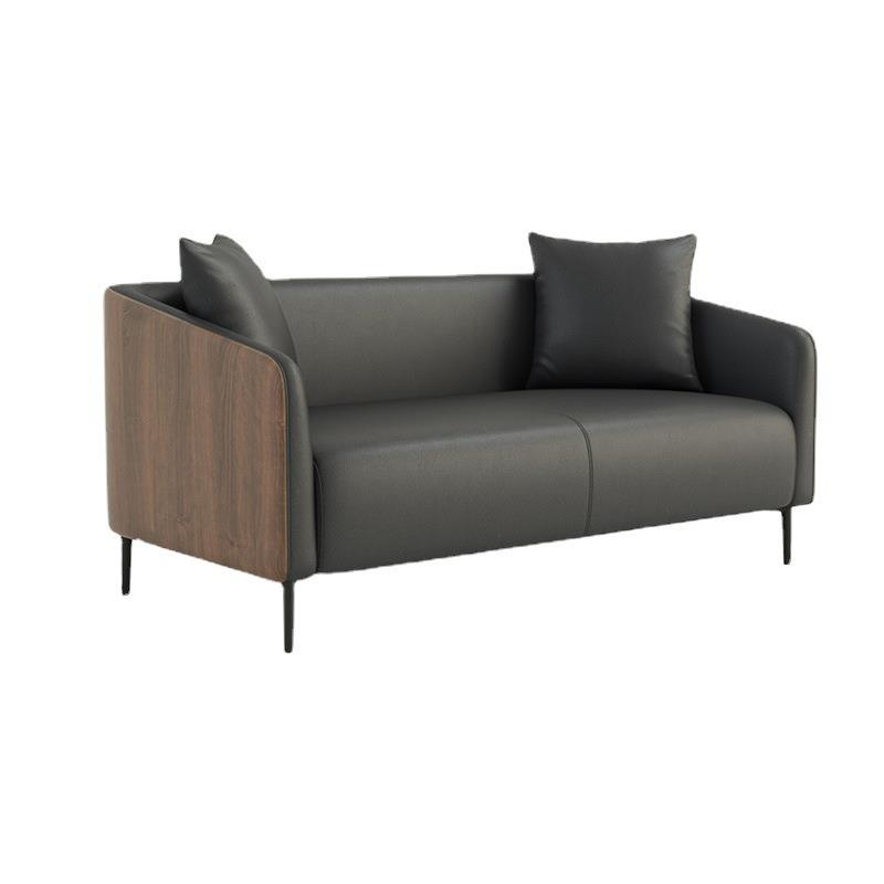 办公室沙发茶几组合简约现代商务会客洽谈接待室公司真皮三人位 - 图3