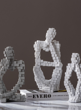 简约创意现代艺术摆件马赛克积木人物展厅样板间别墅酒店软装饰品