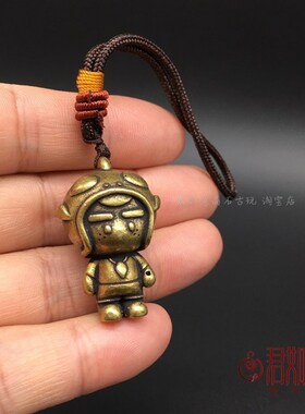 实心黄铜小宇航员挂件铜卡通人物外星人可爱小铜人小摆件钥匙扣