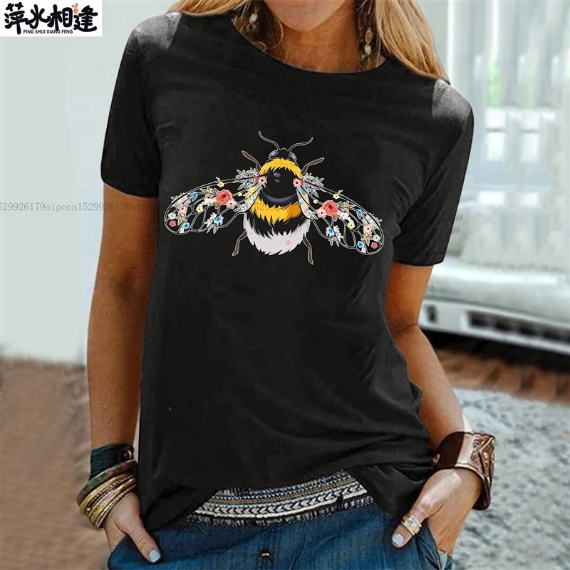 网红Your Own Kind of Beautiful Color Funny Bee Print Women T - 图2