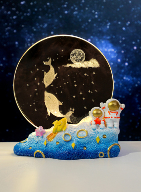 梦幻水母发光水晶圆片小夜灯