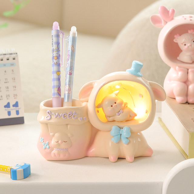 Cute storage pen holder night lamp desktop ornament decoration