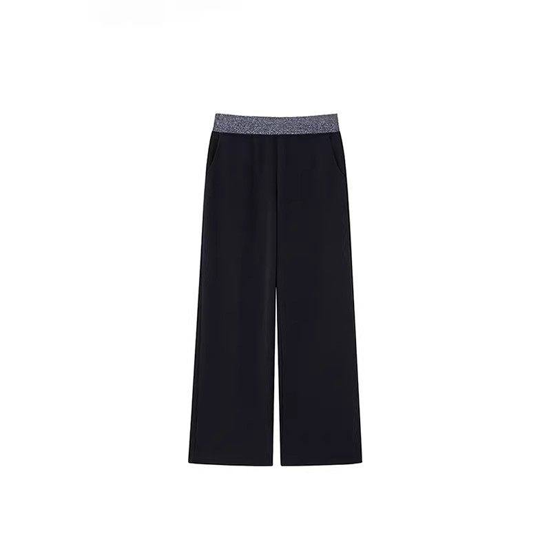 清仓捡漏黑色拼接休闲运动裤女秋冬加绒高腰宽松卫裤阔腿拖地裤子,淘宝优惠券,粉丝福利购,淘宝优惠卷