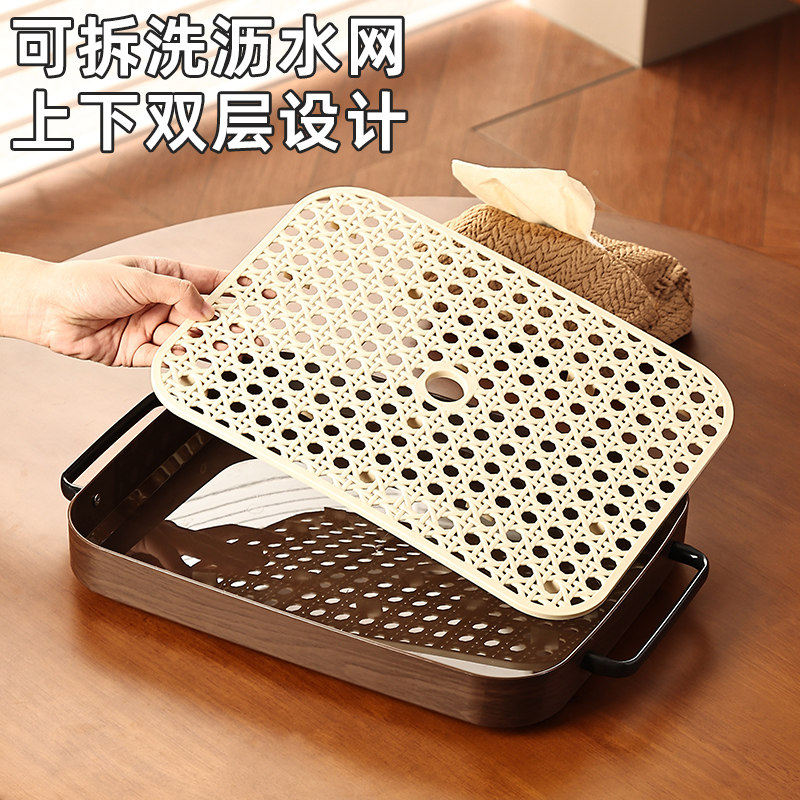 中古风茶盘沥水茶杯托盘长方形水果盘客厅轻奢家用小型水杯置物架,淘宝优惠券,粉丝福利购,淘宝优惠卷