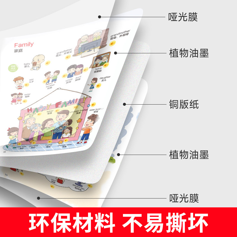 儿童英语启蒙点读发声书 会说话的早教有声书手指点读自然拼读轻松背单词发音启蒙磨耳朵教材零基础入门轻松学课程学习机