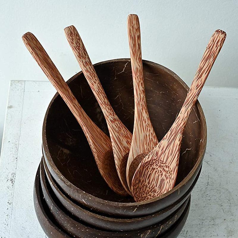 Natural Coconut Wood Spoon Bowls Coconut Palm Wood Scoop Cut - 图1