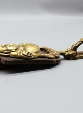 新品新款腰挂皮带扣钥匙扣黄铜弥勒佛W镶嵌牛皮腰饰