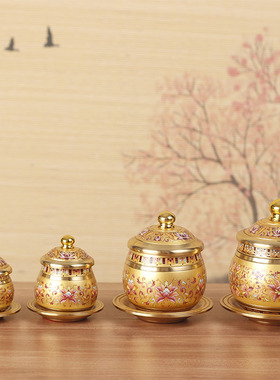 新品水木纯铜全铜供水杯供佛x杯珐琅彩小号佛具用品家用室内佛前