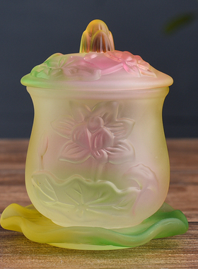 新品琉璃供水杯供佛杯家r用佛前佛堂供奉观音仙家莲花供杯圣水杯