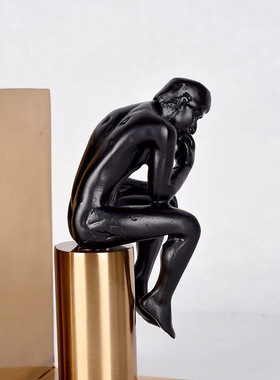 极速欧式轻奢饰j品摆件思考者书书挡精美七字方盒电镀拉丝金属仿