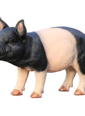 花园超市动物假猪装饰玻璃钢仿真小猪雕塑摆件树脂两头乌黑猪模型