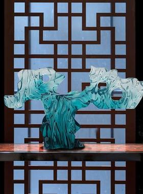 现代样板房轻奢雕塑摆件透明树脂太湖石酒店客厅玄关桌面软装饰品