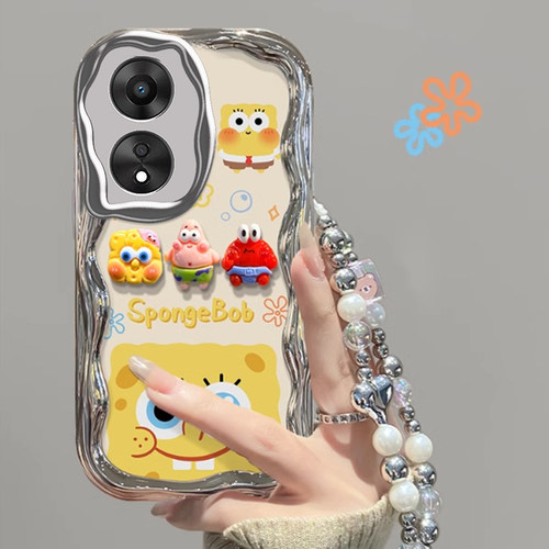 适用OPPOA1手机壳新款5G电镀A2x奶油纹A3Pro高级感A58x防摔A11x保护套A98海绵宝宝A72的A35卡通A55创意A92s女 - 图2