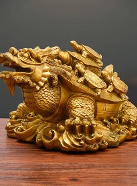 纯铜龙龟摆件九子龙龟母子龙头龟招财纳福镇宅家居客厅装饰工艺品