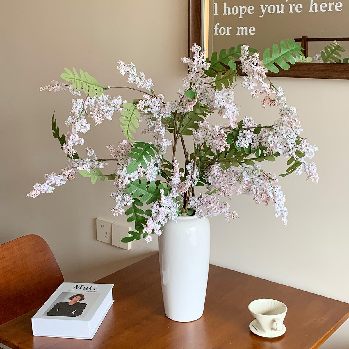 槐蕊仿真花高级感逼真假花装饰陶瓷水培花瓶摆件客厅插花干花花束 - 图2