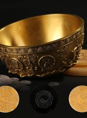 大仕缘 铜工艺品家居摆件乔迁开业礼品黄玉仿古招财聚宝盆