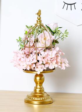 北欧风轻奢铁艺烛台婚庆花艺套装摆台客厅创意装饰庭院户外摆件