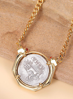 s925纯银罗马古希腊做旧双面门神