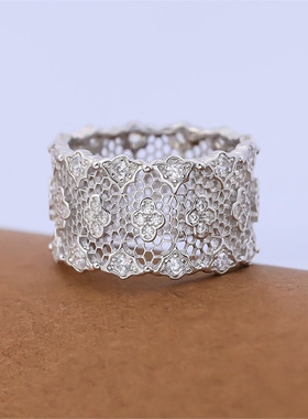 直播爆款银饰新款S925纯银蕾丝戒