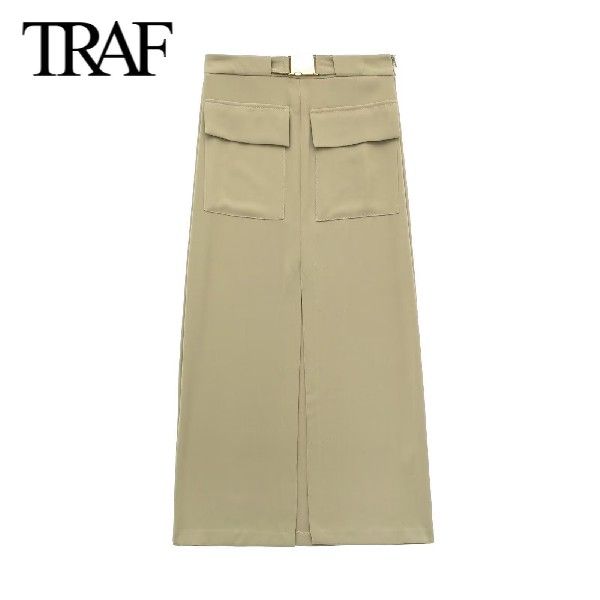 新品TRAF Women Fashion 2023 Spring New Vintage Pocket Solid - 图0