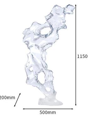 铂晶透明雕塑摆件酒店玄关客厅现代装饰树脂太湖石样板间售楼处抽