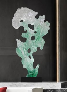 酒店大堂大型落地摆件透明树脂太湖石雕塑客厅玄关艺术装饰品定制