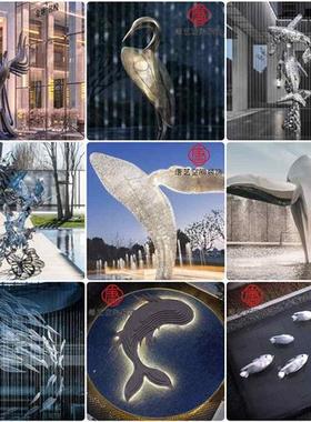 大型户外不锈钢雕塑定制园林广场房地产抽象发光金属建筑景观摆件