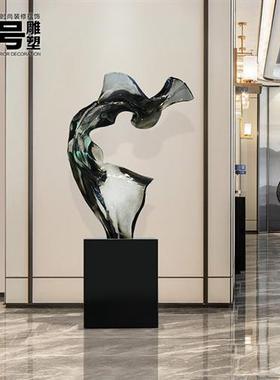 现代轻奢透明树脂雕塑摆件酒店大堂抽象艺术售楼处过道落地装饰品