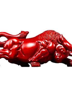 4txn批发红运势木雕牛十二生肖木牛花梨如虹摆件家居客厅办公装饰