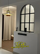 Law-style retro iron art partition wall silver-wave living room arched windows Decorative Window Bedroom fixed Xuanguan arched false window
