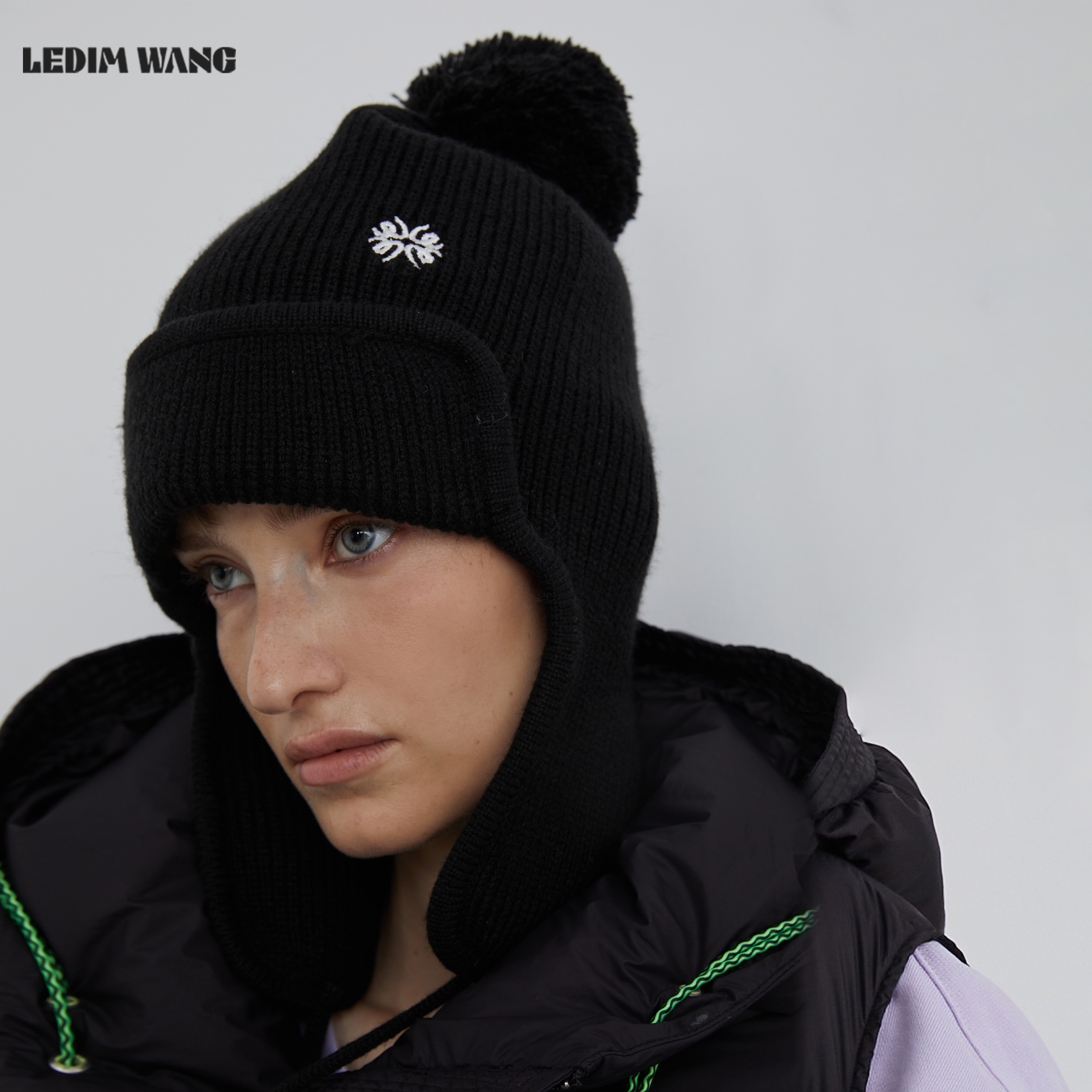LEDIM WANG红标/氛围感趣味雷锋针织帽女2025秋冬新款黑/白色百搭 - 图0