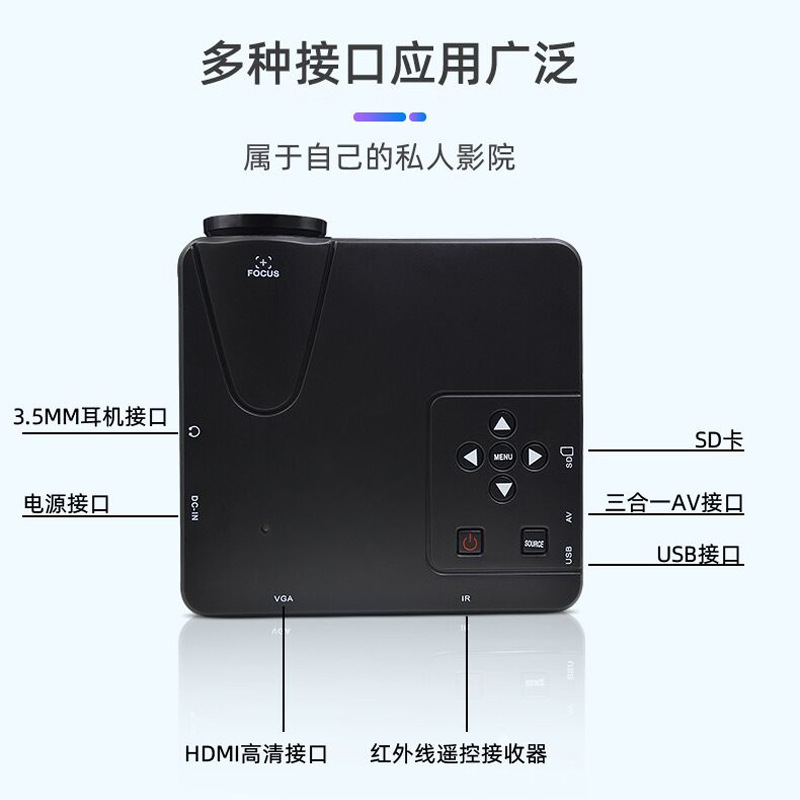 速发热卖H80迷你家用投影仪微型便携led高清1080P小型投影机