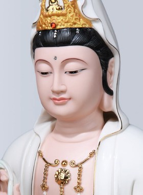 速发陶瓷观音菩萨佛像奉用供家瓷莲手绘南海观世体全堂佛坐像摆件