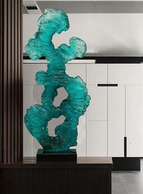 乔迁开业礼轻奢高档太湖石透明树脂雕塑客厅玄关家居软装饰品摆件