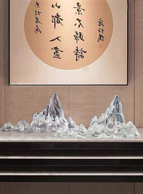 现代艺术透明假山雕塑石树脂工艺品客厅酒店会所装饰山峰软装摆件