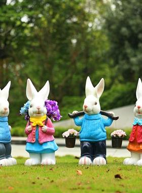 玻璃钢创意卡通兔子雕塑户外花园林商场校园楼盘草地景观装饰摆件