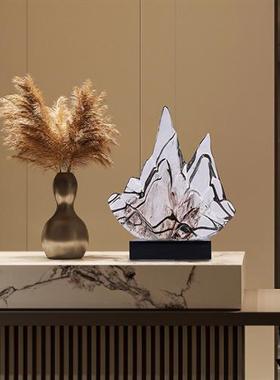 晶悦现代轻奢酒店玄关雕塑透明树脂假山高级感摆件抽象工艺品定制