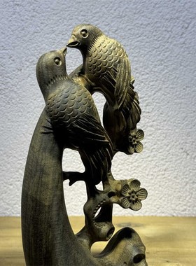 速发越南沉香木雕刻上眉梢摆件家居客厅装饰品工艺实品木雕喜工艺