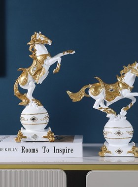 速发立马发财骏马摆件招财镇宅客厅酒柜装饰办公室成到马树功脂工