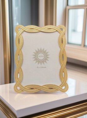 现代简约浅金色金属相框 样板房软装摆台摆件 金属相框
