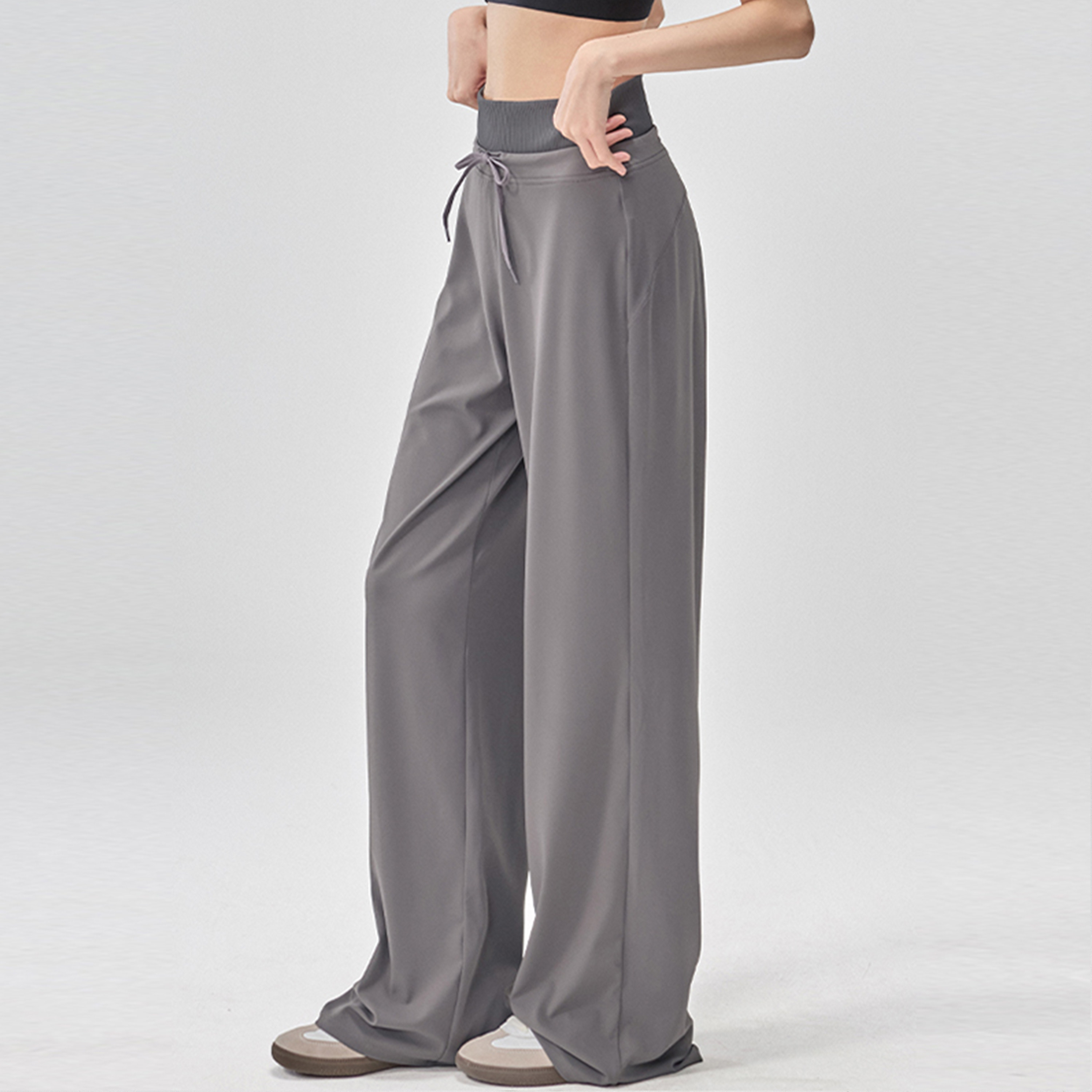 TEETKE宽松运动裤女秋冬新款瑜伽裤阔腿裤高腰抽绳跑步健身直筒裤,淘宝优惠券,粉丝福利购,淘宝优惠卷