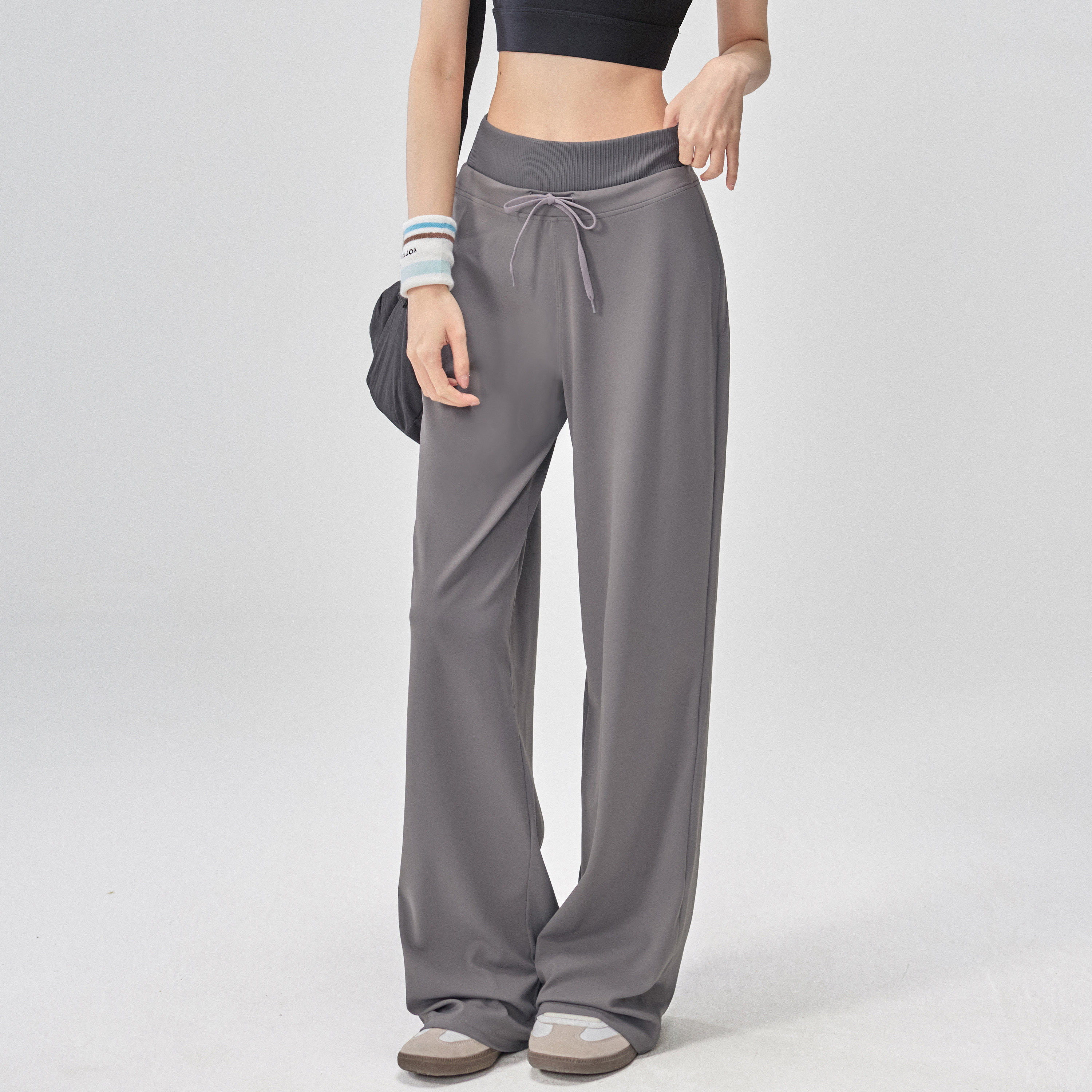 TEETKE宽松运动裤女秋冬新款瑜伽裤阔腿裤高腰抽绳跑步健身直筒裤,淘宝优惠券,粉丝福利购,淘宝优惠卷