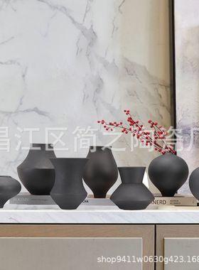 家居手工素烧北欧设计师款陶瓷艺术插花花瓶花器软装展厅摆台饰品