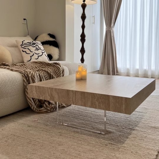 Square wabi-sabi wind tunnel stone slab teahouse for living room