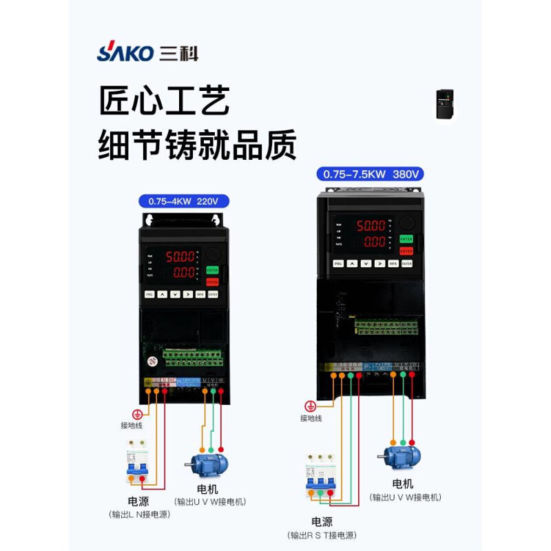 三科通用矢量变频器0.75/1.5/2.2/kw三相380v电机调速器单相220v - 图3