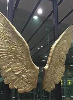 海外迪拜中东铸铜铜板天使翅膀户外文化铸铜玻璃钢雕塑摆件厂家