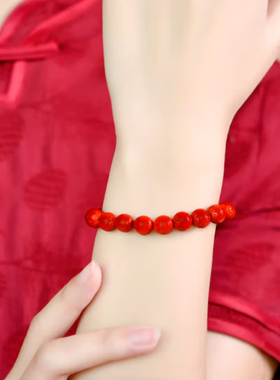 朱砂拉丝绒灯笼手串正品红砂紫金砂红灯笼手链民族风吉祥男女礼物