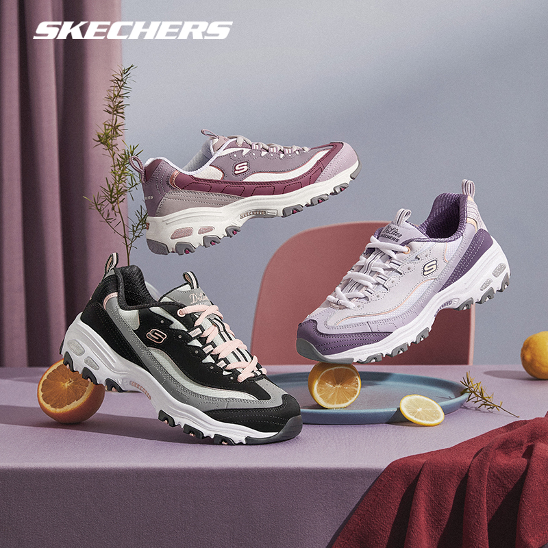 Skechers斯凯奇老爹鞋春夏复古经典女生厚底增高休闲运动熊猫鞋子