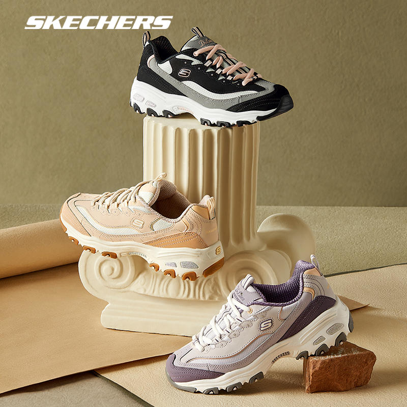 Skechers斯凯奇老爹鞋春夏复古经典女生厚底增高休闲运动熊猫鞋子