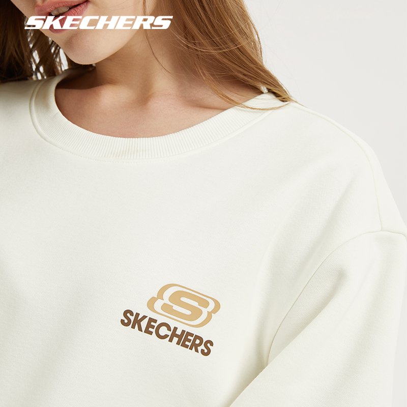 Skechers斯凯奇卫衣秋冬加绒圆领上衣休闲运动百搭男女长袖套头衫